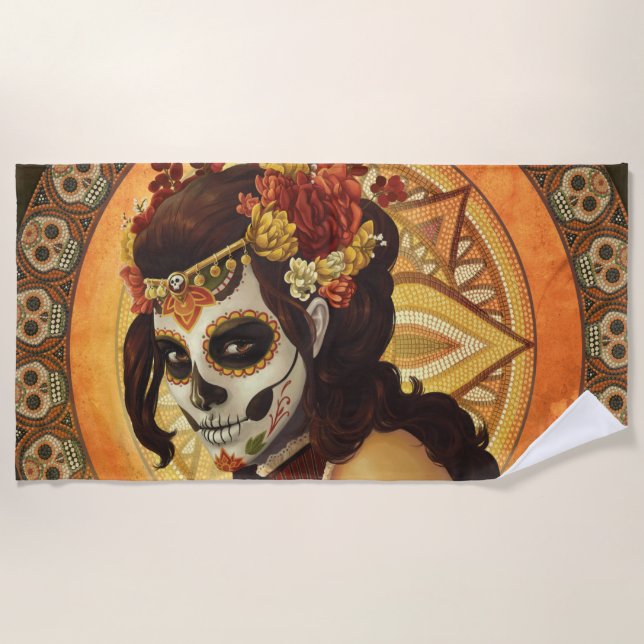 Toalha De Praia Almofada Dia De Los Muertos (Frente)