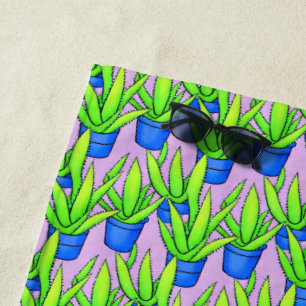 Toalha De Praia Aloe Vera Plantas Padrão Têxtil