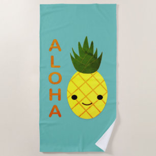 Toalha De Praia Aloha abacaxi bonito de Kawaii