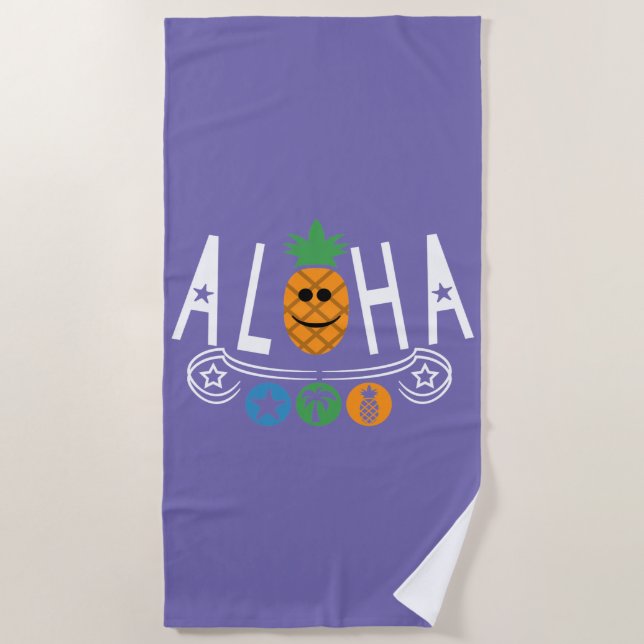Toalha De Praia Aloha Pineapple Design - Beach Towel (Frente)