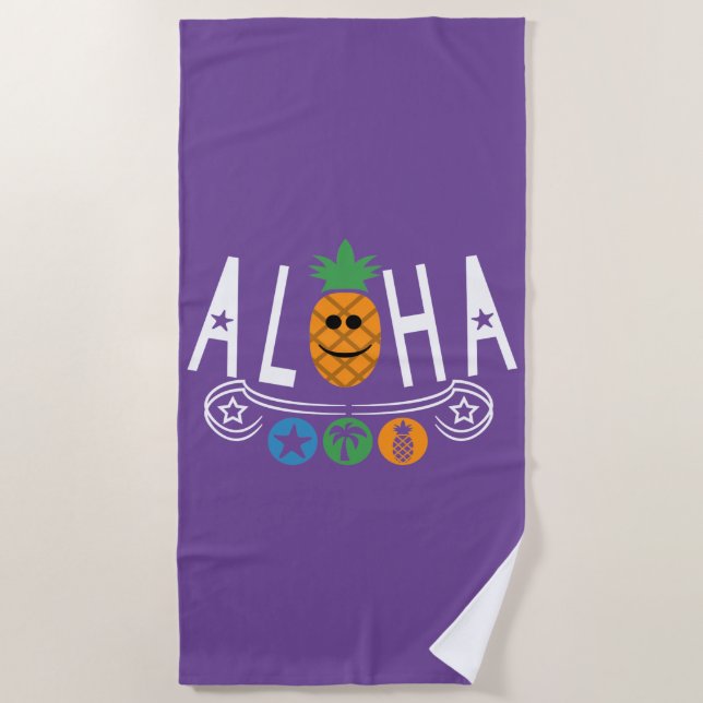 Toalha De Praia Aloha Pineapple Design - Beach Towel (Frente)