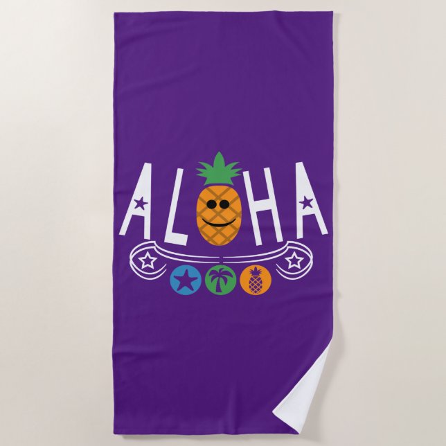 Toalha De Praia Aloha Pineapple Design - Beach Towel (Frente)