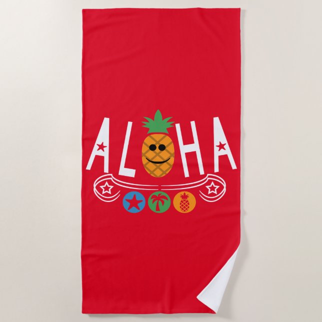 Toalha De Praia Aloha Pineapple Design - Beach Towel (Frente)