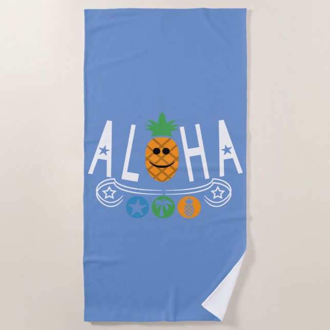 Toalha De Praia Aloha Pineapple Design - Beach Towel (Frente)