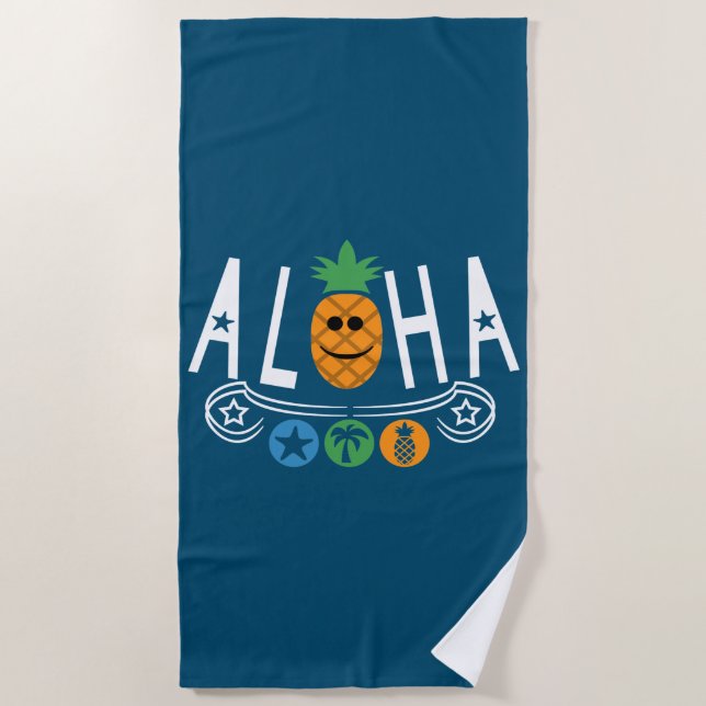 Toalha De Praia Aloha Pineapple Design - Beach Towel (Frente)