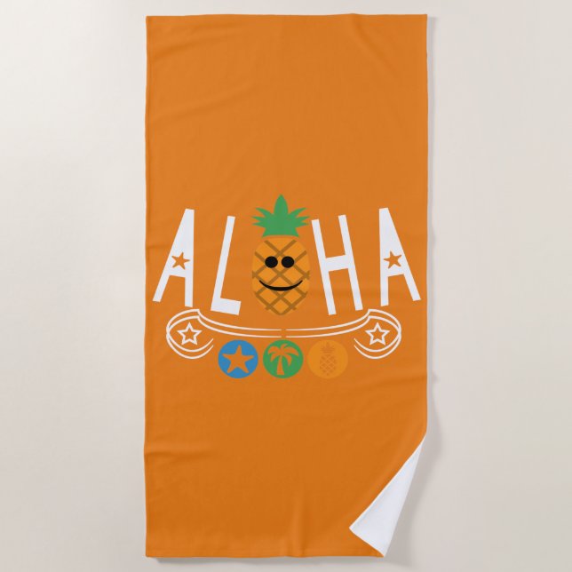 Toalha De Praia Aloha Pineapple Design - Beach Towel (Frente)