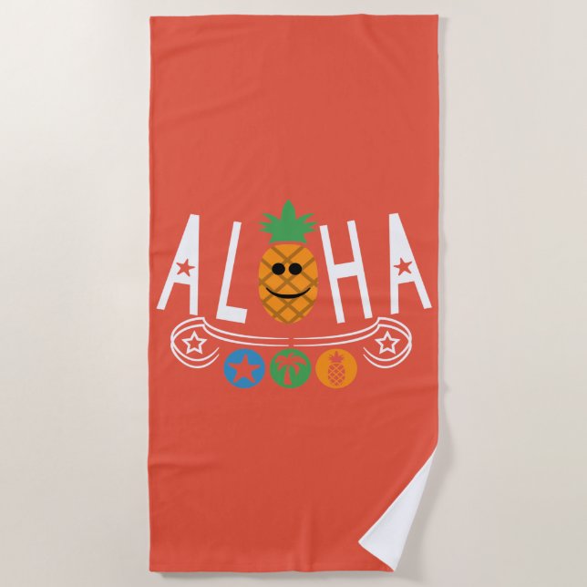 Toalha De Praia Aloha Pineapple Design - Beach Towel (Frente)