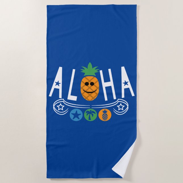 Toalha De Praia Aloha Pineapple Design - Beach Towel (Frente)
