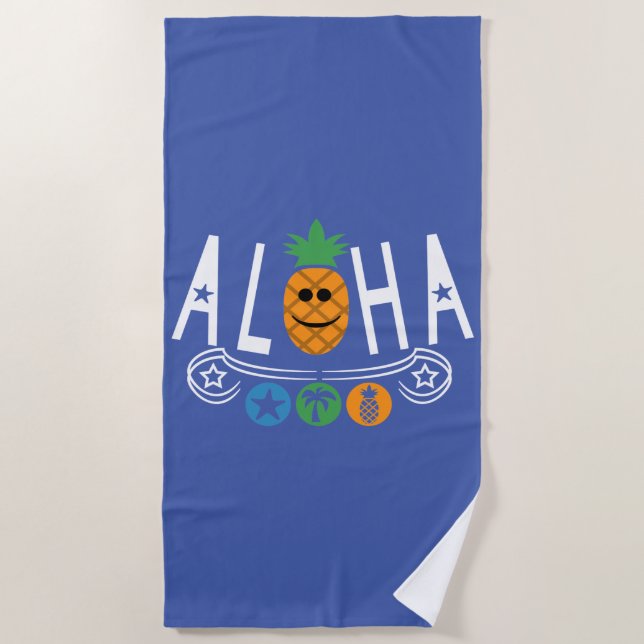 Toalha De Praia Aloha Pineapple Design - Beach Towel (Frente)
