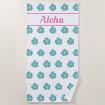 Aloha! Torre de Praia Tropical de Flor Azul-Teal