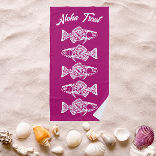 Toalha De Praia Aloha Trout-Blue Hawaiian Pink
