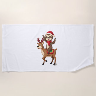 Toalha De Praia Alpaca Sloth Christmas (4)