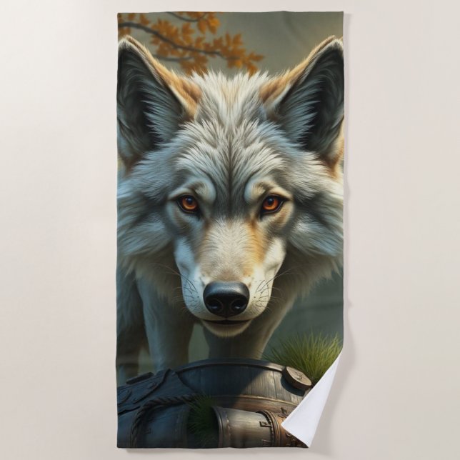 Toalha De Praia „Alpha-Wolf – König der Wildnis“ (Frente)