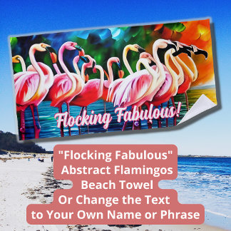 Toalha De Praia Alterar texto, Fabuloso de bloqueio, Flamingos de