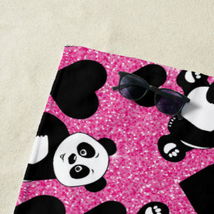 Toalha De Praia Amante de os animais De Urso Panda Corações Pret