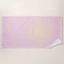 Toalha de Praia Amarela Pastel Personalizada Sol