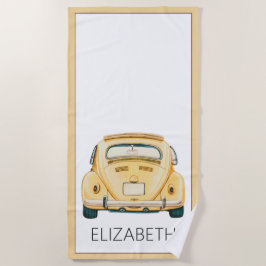 Toalha De Praia Amarelo Clássico Vintage Buggy Bug Carro Personali