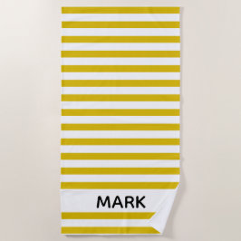 Toalha De Praia Amarelo E Branco, Frisado Personalizado