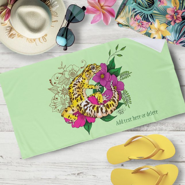 Toalha De Praia Amarelo-leopardo Gecko Verde (Criador carregado)