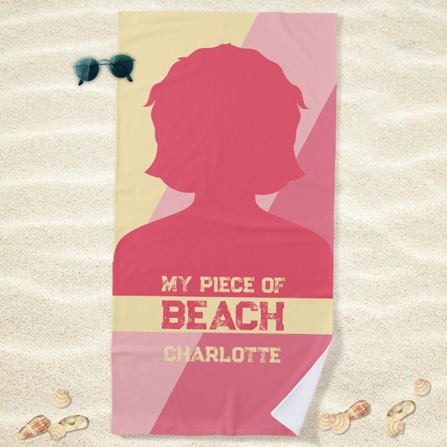 Toalha De Praia Amarelo rosa Meu Pedaço Geométrico da Praia Modern (Pink Yellow My Piece of Beach Geometric Modern Beach Towel ©Susanne Sachers - Sunny Mind Design 🌞)