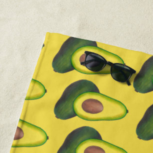 Toalha De Praia Amarelo Verde Avocado Fruta California Cali Saudáv