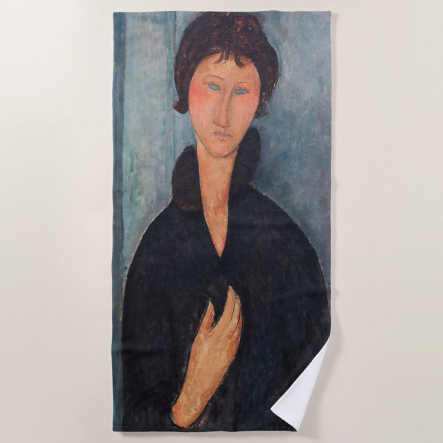 Toalha De Praia Amedeo Modigliani - Mulher com Olhos Azuis (Frente)