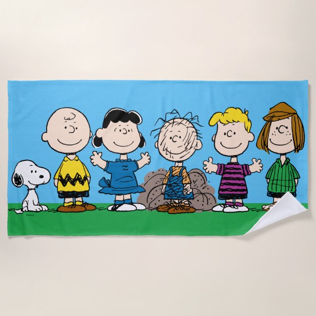 Toalha De Praia Amendoins Amigos Em Uma Fila (Frente)