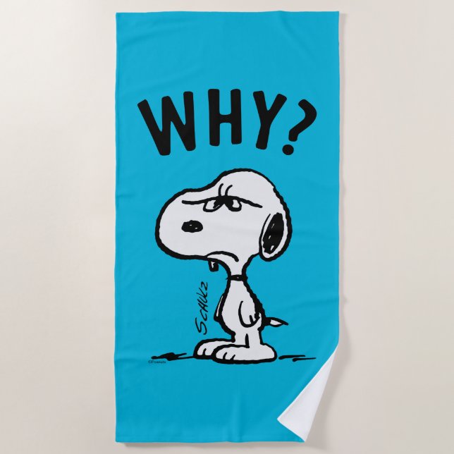 Toalha De Praia Amendoins | Snoopy Wonders Why? (Frente)