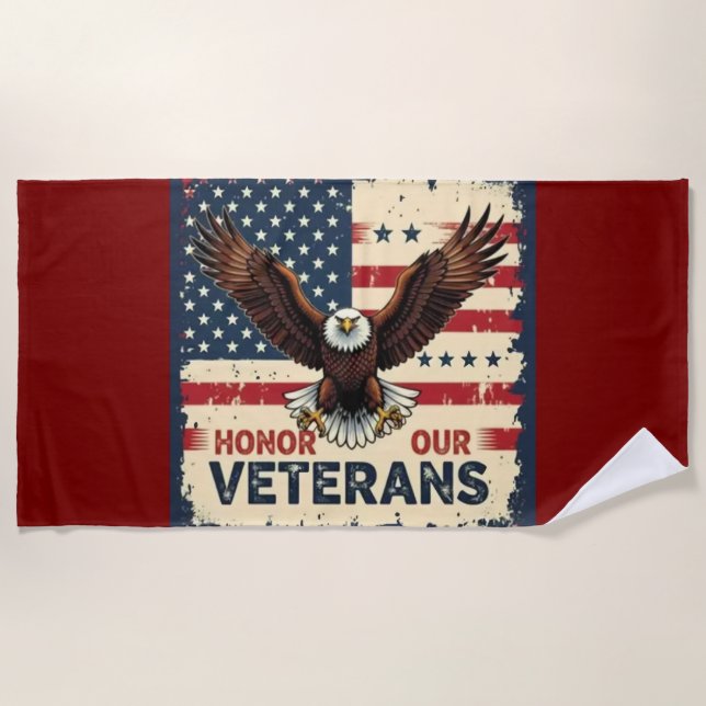Toalha De Praia American Eagle Honor Out Veterans (Frente)