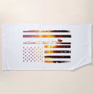 Toalha De Praia American Flag Fish Fisher Fisherman Funny Bass Fis