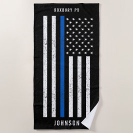 Toalha De Praia American Flag Thin Blue Line - Nome da Distância d
