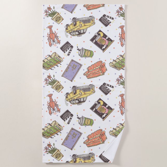 Toalha De Praia AMIGOS™ | Padrão de Ícone de Bolinhas (Frente)