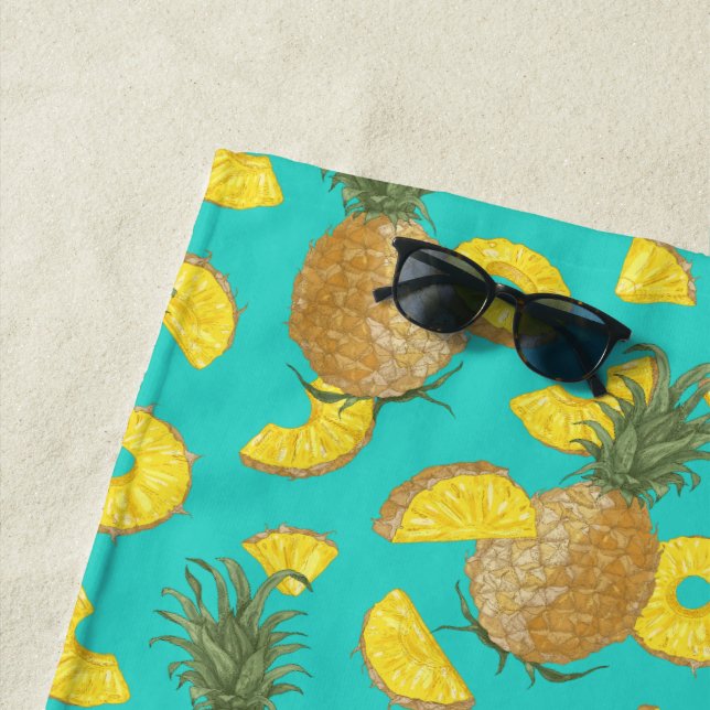 Toalha De Praia Ananás De Cor Turquesa (In Situ)