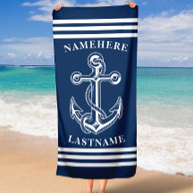 Âncora Azul e Branco com Texto de Nome Personaliza