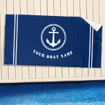 Toalha De Praia Âncora do Mar Moderno com Marinho de Nome do Barco<br><div class="desc">Ancora do Mar Moderno com seu nome de barco personalizado Marinho Blue Beach Towel. Esta toalha personalizada não só o manterá seco,  como também é uma peça divertida de conversa. Faz um presente de excelente para qualquer ocasião.</div>