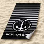 Toalha De Praia Âncora do mar náutico Seu nome ou boi preto<br><div class="desc">Âncora do mar náutico com seu nome personalizado ou nome do barco em uma toalha de Na moda Beach. Esta toalha personalizada não só o manterá seco,  como também é uma peça divertida de conversa. Faz um presente de excelente para qualquer ocasião.</div>