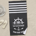 Toalha De Praia Ancoragem Náutica Paddle Oar Capitão Cinza de nome<br><div class="desc">Âncora náutica e remos cruzados com o nome personalizado do capitão e do barco em uma toalha de praia personalizável de Na moda. Esta toalha personalizada não só o manterá seco,  como também é uma peça divertida de conversa. Faz um presente de excelente para qualquer ocasião.</div>