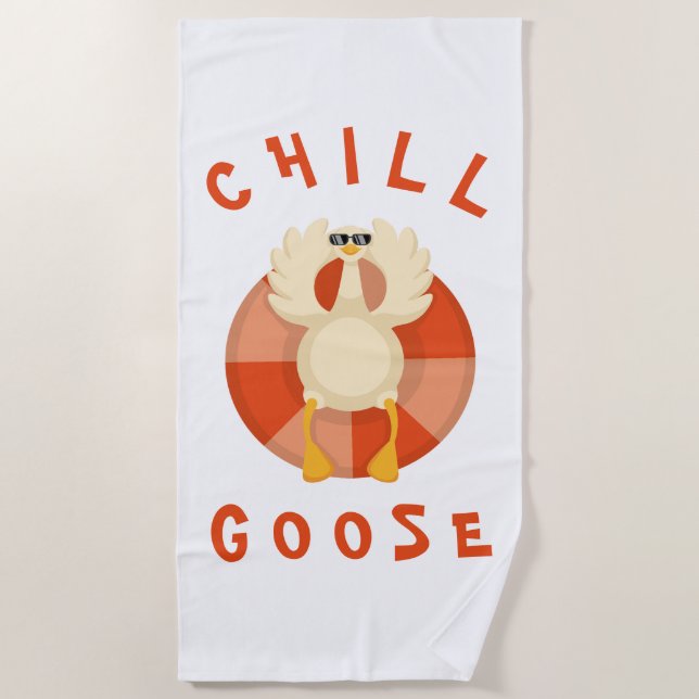 Toalha De Praia Anel branco de Natação de Ganso de Praia de Férias (Frente)