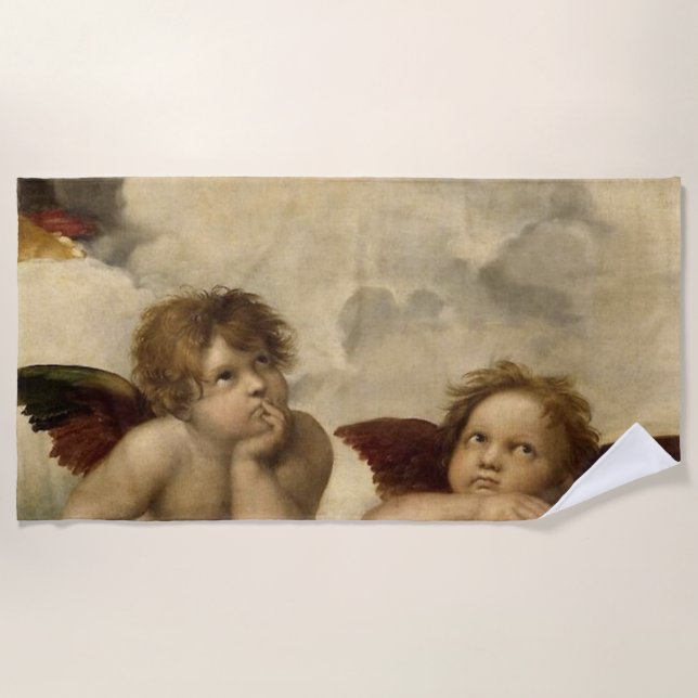 Toalha De Praia Angels Cherubs Raphael Santi Sistine Madonna Sweet (Frente)