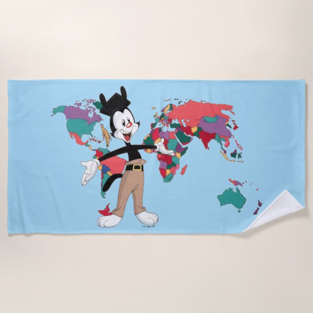 Toalha De Praia Animaniacs | Gráfico do Mapa Mundial de Yakko (Frente)