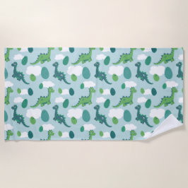 Toalha De Praia Animes de dinossauros, azuis e verdes