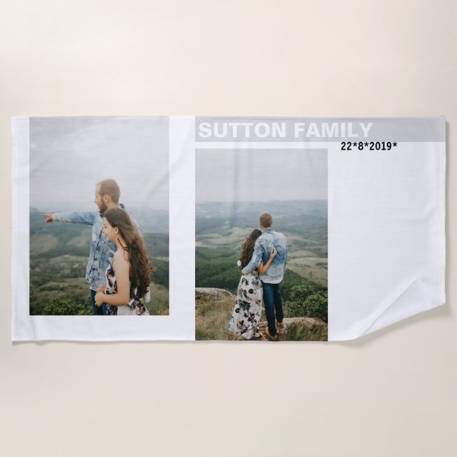 Toalha De Praia Aniversário da Colagem de Fotos (Frente)