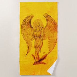 Toalha De Praia Anjo, Arte Lápis em Marmor Design