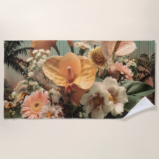 Toalha De Praia Anthurium and Tropical Floral Arrangement (Frente)