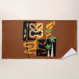 Toalha De Praia Antigos Rituais Tribais: Homem com Fogo e Lança