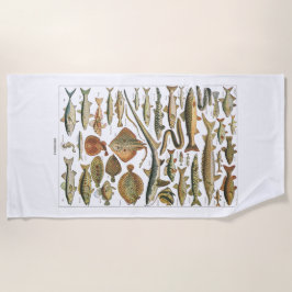 Toalha De Praia Antique fish chart crafter's