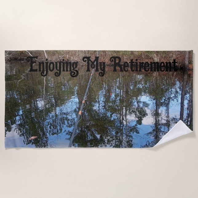 Toalha De Praia Aproveitando minha paisagem de foto de pesca de ap (Frente)