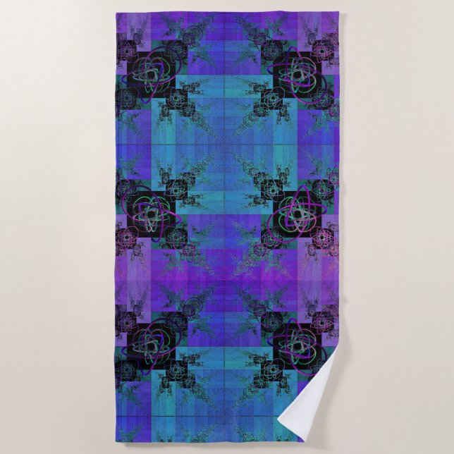 Toalha De Praia Aqua e Lilac Fractal Joy Beach Towel (Frente)