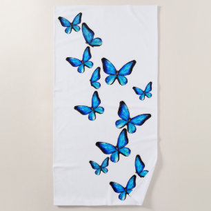 Toalha De Praia Aqua morpho azul borboleta aqua