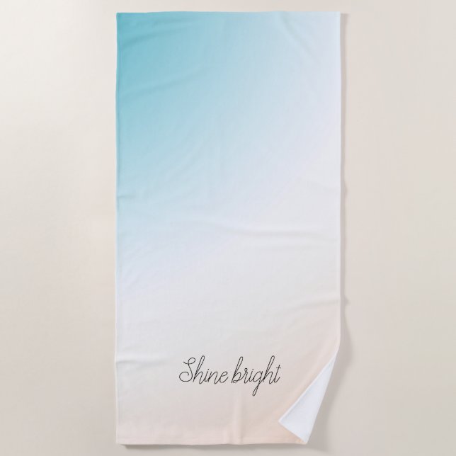 Toalha De Praia Aqua Peach White Ombre (Frente)